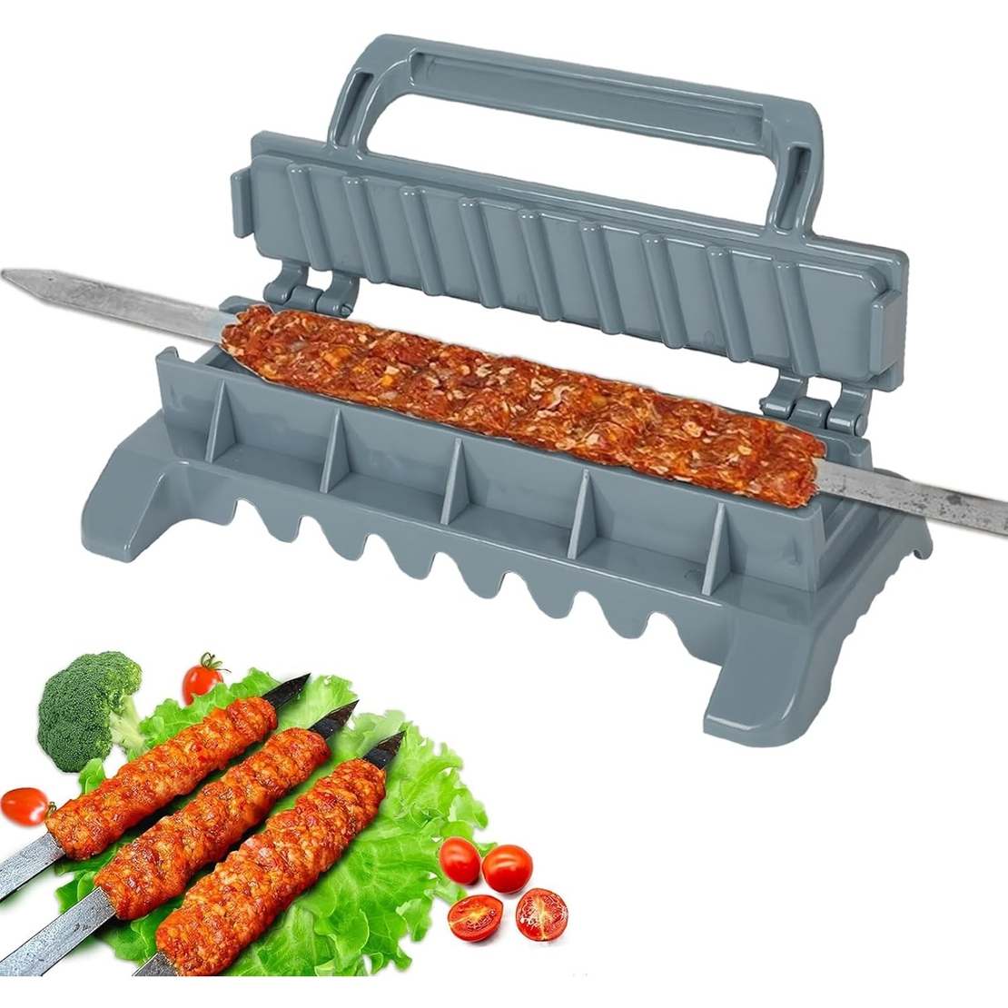 Presa pentru Carne, Flippy, pentru Kebab, cu Maner, din ABS, 29 x 7.5 x 2.6 cm, Gri