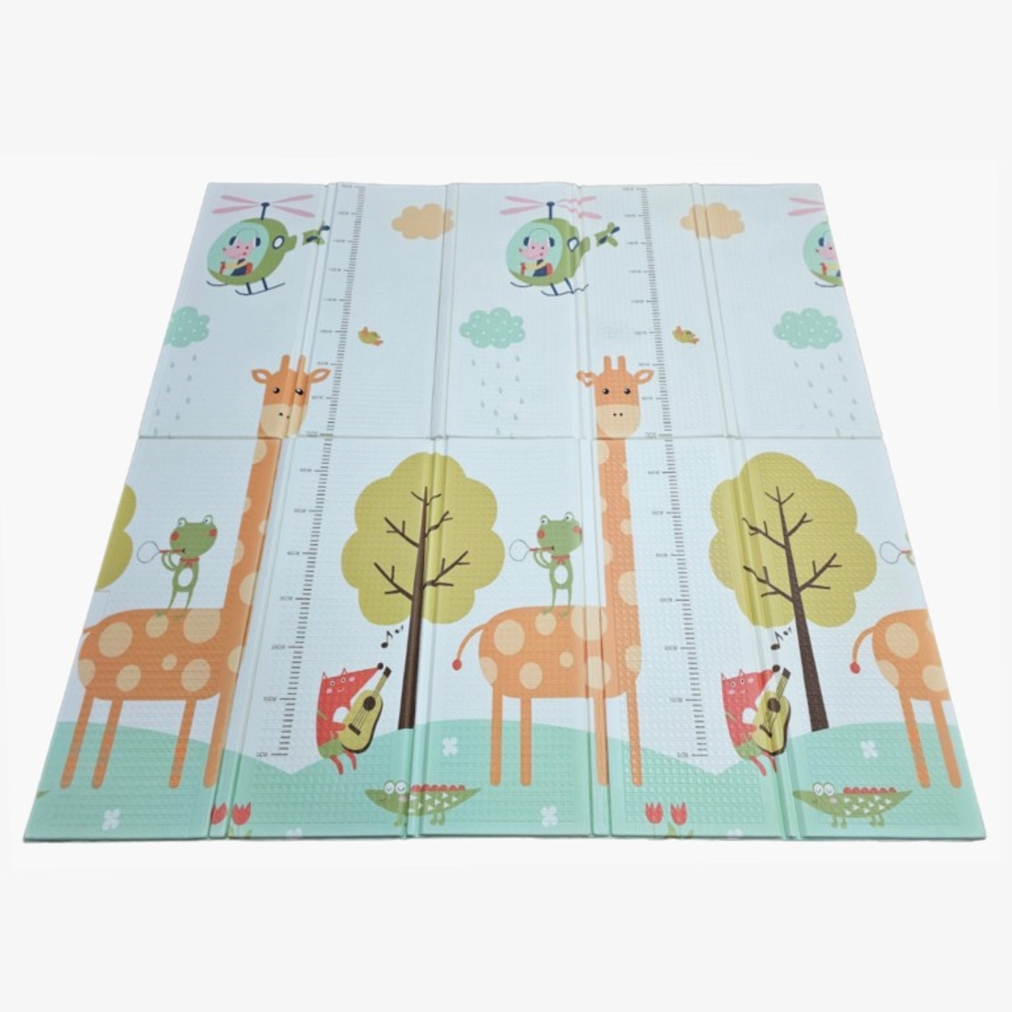 Covoras de Joaca pentru Copii Termic cu 2 Fete, Flippy, Model Girafe si Pinguini, cu Spuma, Impermeabil, Antiderapant, 200cm x 180cm x 1cm