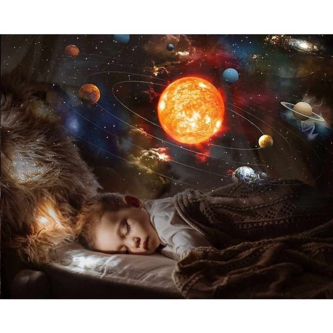 Lampa Tip Proiector Galaxie, Flippy, pentru Dormitor, Tematica Cer Instelat, Model Glob, HD, Rotire 360 de Grade, 13 Imagini, Incarcare USB, 5 W, 11.2x10.8x10.9 cm, Alb Negru