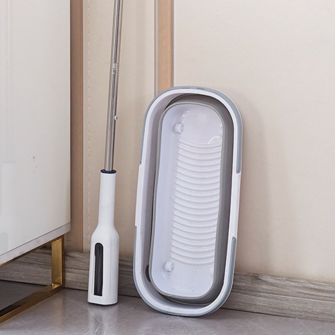Set Mop Telescopic cu Galeata Pliabila, Flippy, Gri, 32 cm, Maner Reglabil 140 cm, Sistem de Stoarcere Usor si Eficient