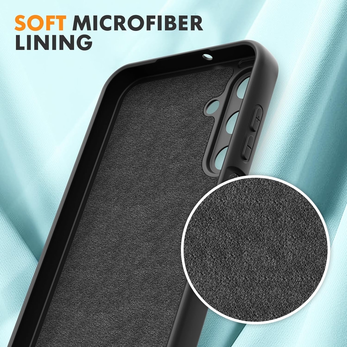 Husa de Protectie, Flippy, pentru Samsung Galaxy A15, Liquid Silicone, cu Microfibra pe Interior, Protectie Antisoc, Compatibil Incarcare Wireless, Negru
