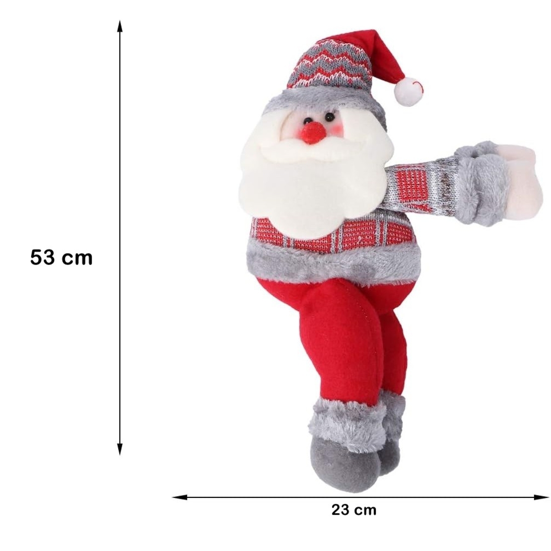 Clema pentru perdea, prindere cu arici, model Mos Craciun, material textil/poliester, 53 x 23 cm, multicolor