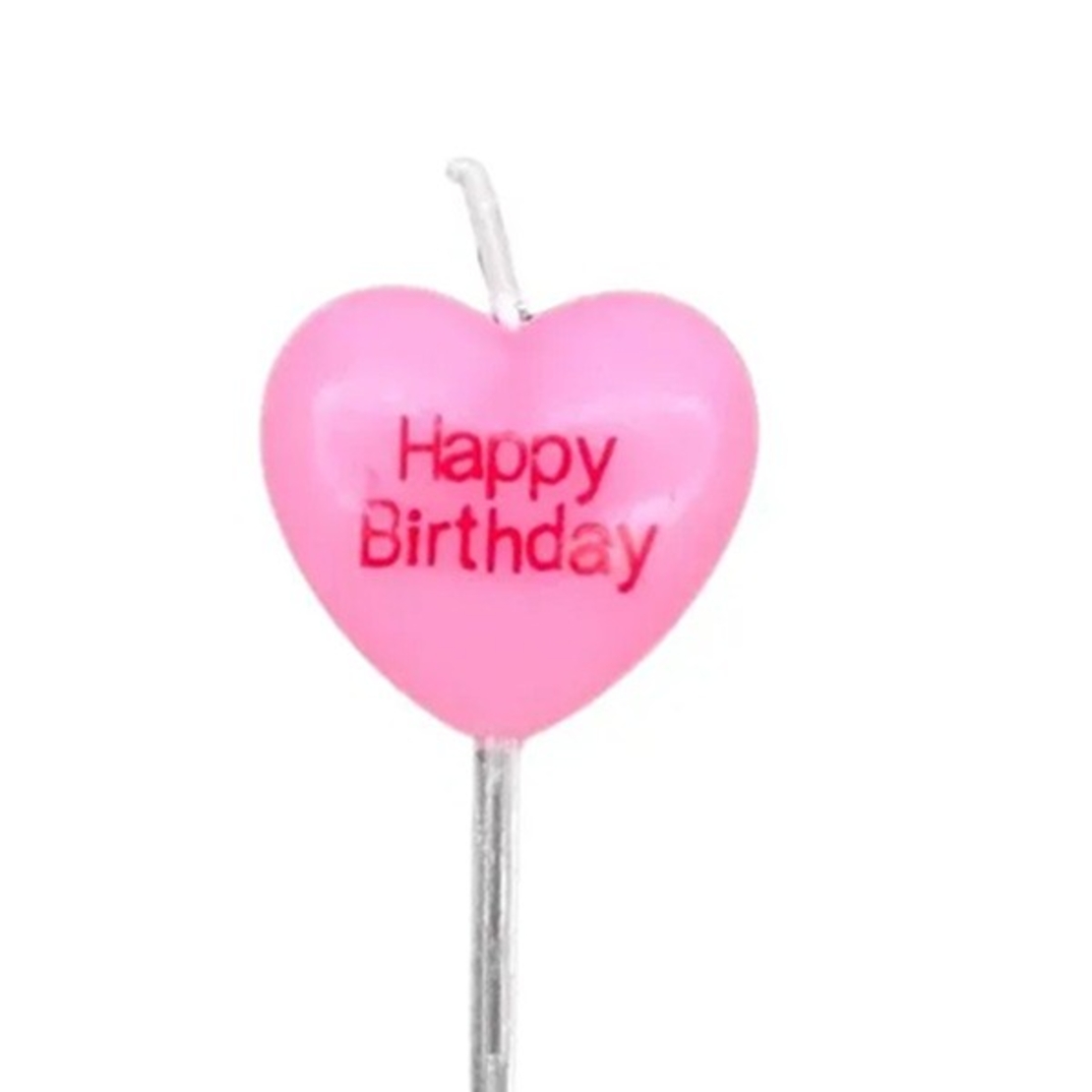 Set 5 Lumanari de Tort, Flippy, Model Inima, Text Happy Birthday, 2.5 x 2.5 cm, din Ceara, Multicolor
