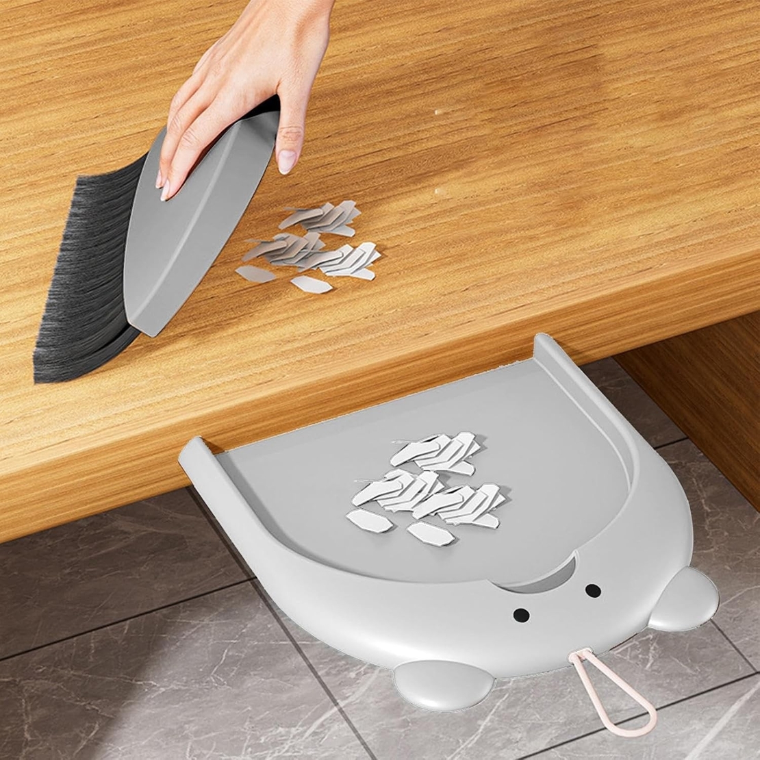 Set Matura si Faras, Flippy, Pentru Birou, din PP, Model Ursulet, 23.5 x 18 cm, Gri