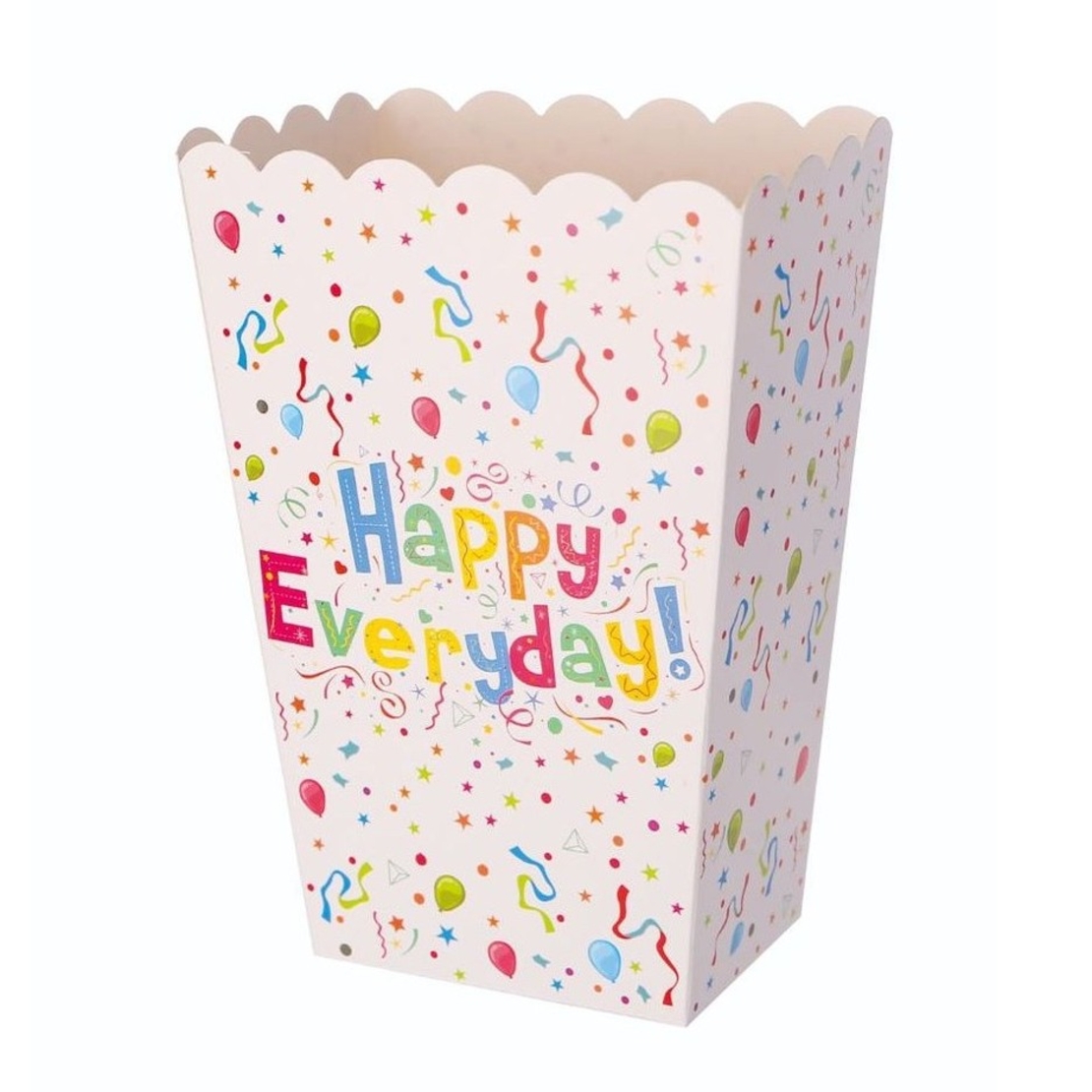 Set 6 Cutii de PopCorn, Flippy, Model Happy Everyday, 17 x 15 cm, Multicolor