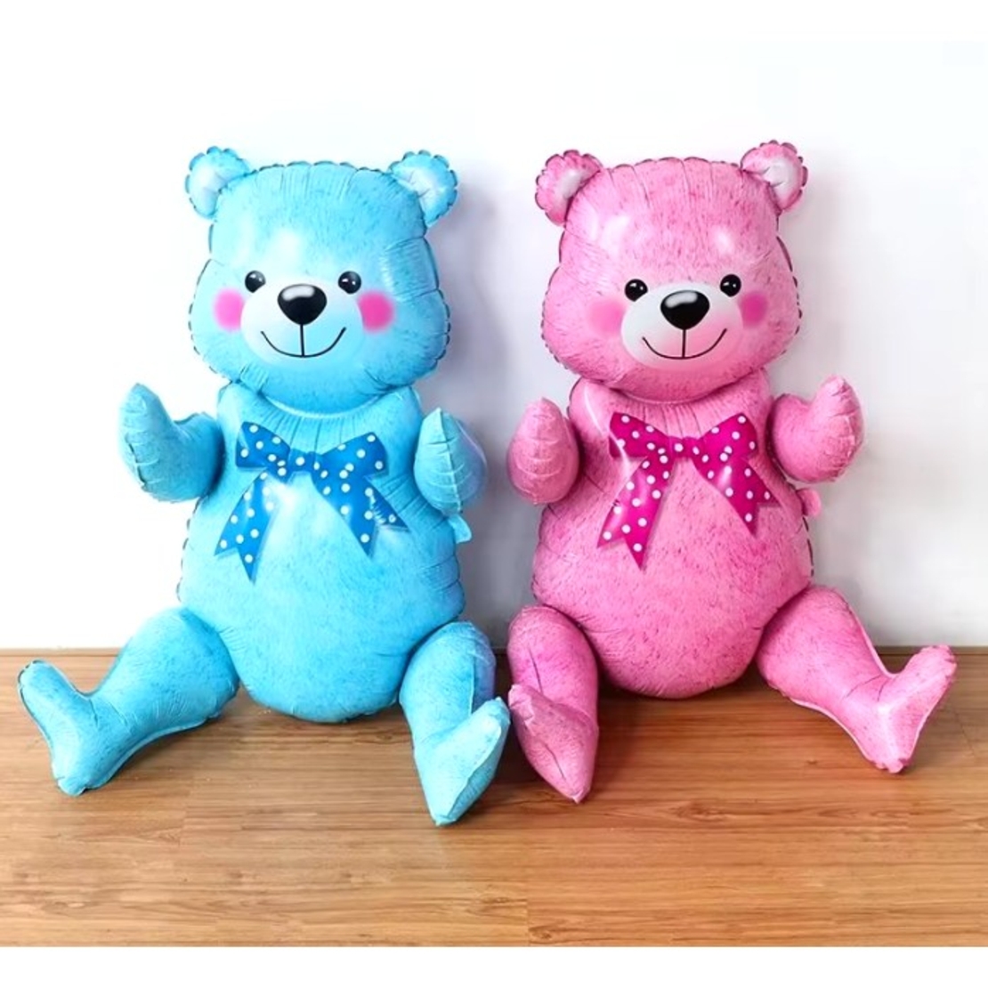 Balon din Folie Metalizata, Flippy, Figurina Animalute, Model Ursulet Asezat, Tematica Aniversare, 44x82.5 cm, Ambalaj Individual, Pai Inclus, Umflare cu Aer sau Heliu, Roz