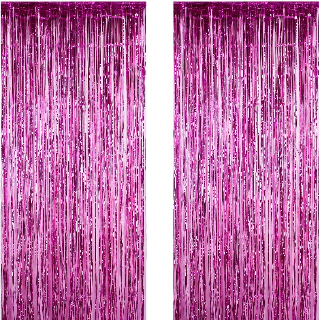 Perdea Franjurata, Flippy, Model Decor Petrecere, pentru Fundal de Poze, Amenajare Colorata a Petrecerii, Dimensiune 100x200 cm, Roz Inchis