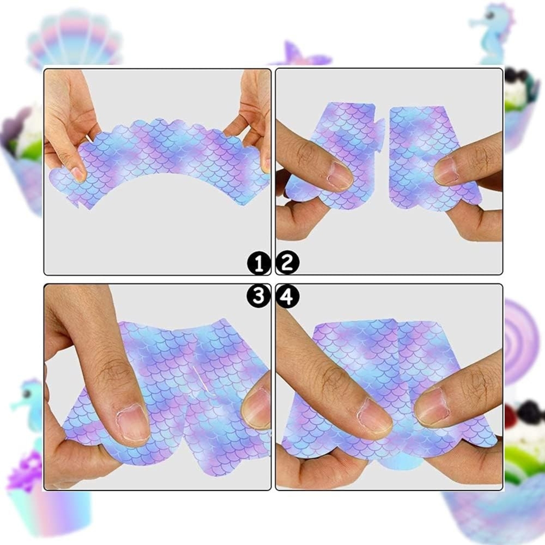 Set 6 Accesorii pentru Prajituri Sirena, Flippy, Colectia Mermaid, 22.7 x 8.7 cm, Multicolor