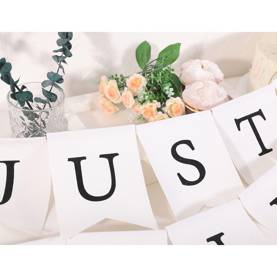 Banner Decorativ, Flippy, Model Just Married, Tematica Nunta, Alb-Negru