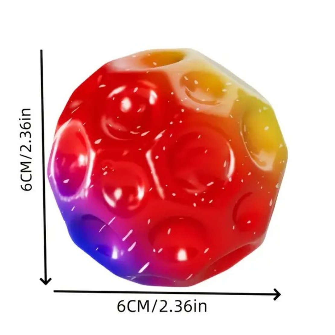 Minge Saltareata Hiperelastica, Flippy, Space Moon Ball foarte Elastica, Antistress pentru Copii, Diametru 66 mm, Multicolor Rosu