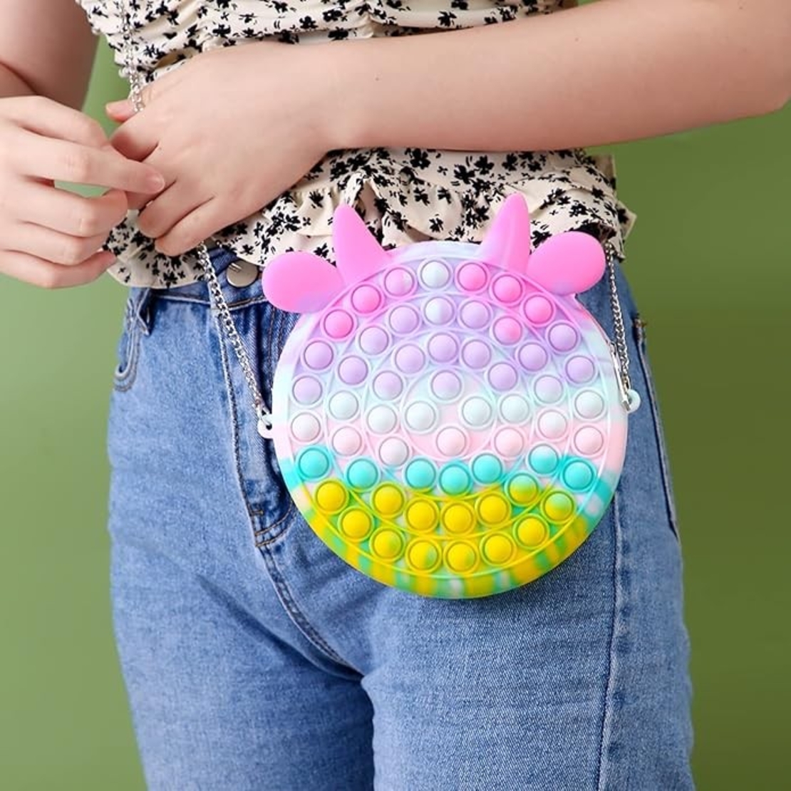 Jucarie antistres din silicon Flippy, Pop it Now and Flip It ,Geanta ,Multicolor