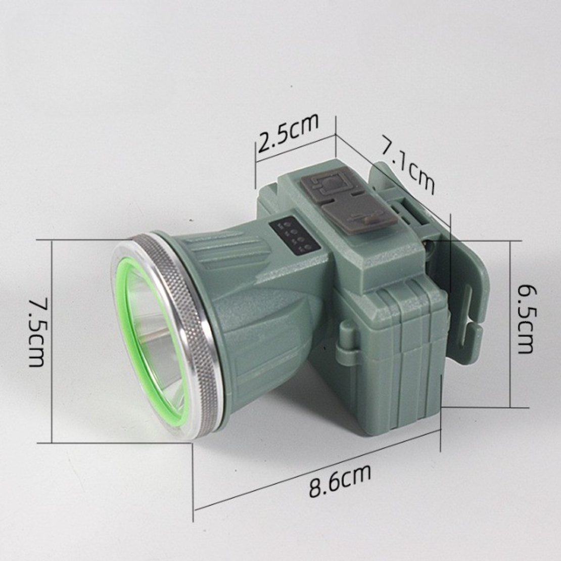 Lanterna LED de Montat pe Cap, Flippy, cu Raza Lunga de Zoom, Reincarcabila USB, Far Telescopic, Rezistent la Apa, Reglabil, pentru Pescuit in Aer Liber, Camping, Lumina Puternica, Lanterna, 8.6x7.5x6.5cm, Verde Deschis
