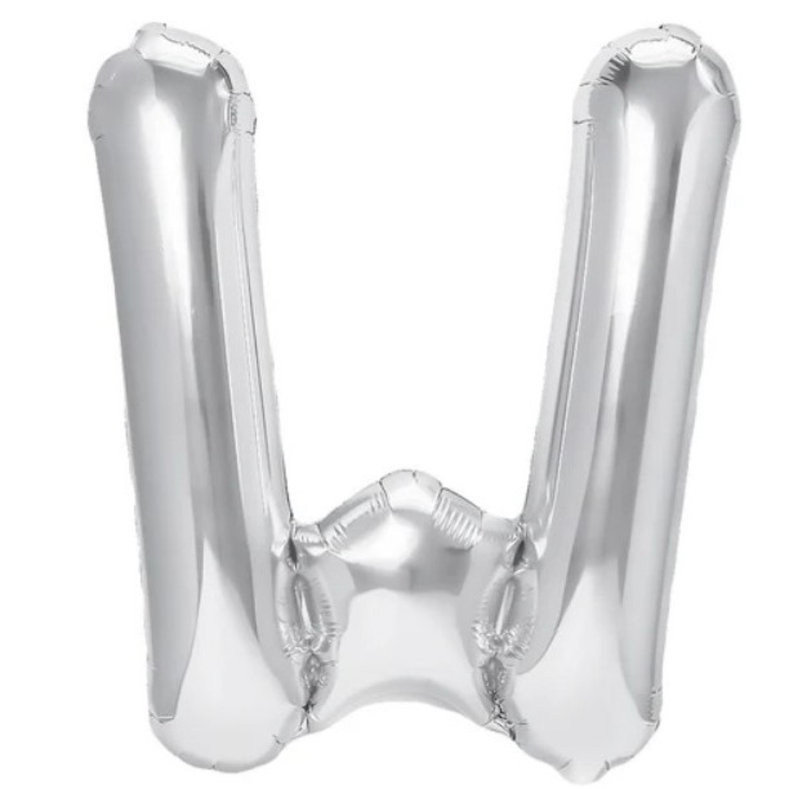 Balon Folie Metalizata Litera W, Flippy, 80 cm, Umflati cu Heliu sau Aer, Ambalaj Individual, Pai inclus, Argintiu