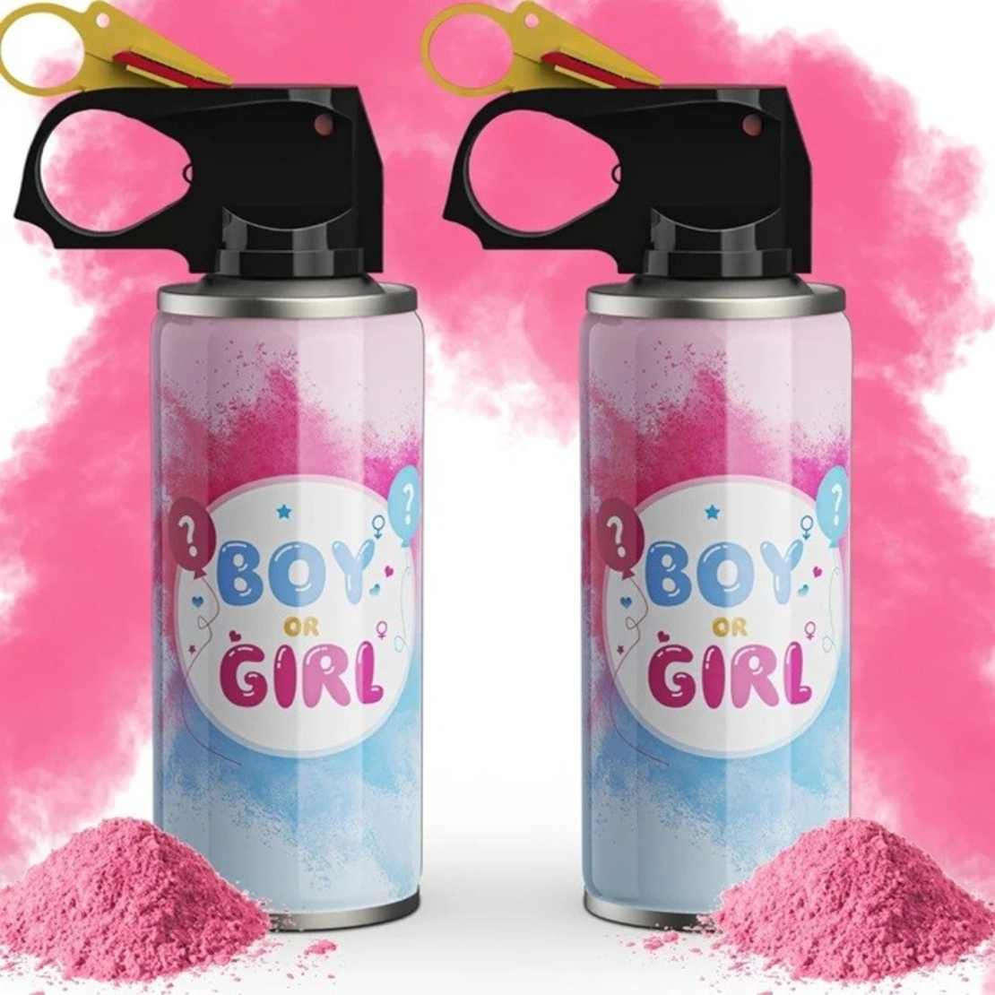 Spray Gender Reveal, Flippy, 260 ml, din Amidon de Porumb, Dezvaluire Gen Bebelusi, Roz