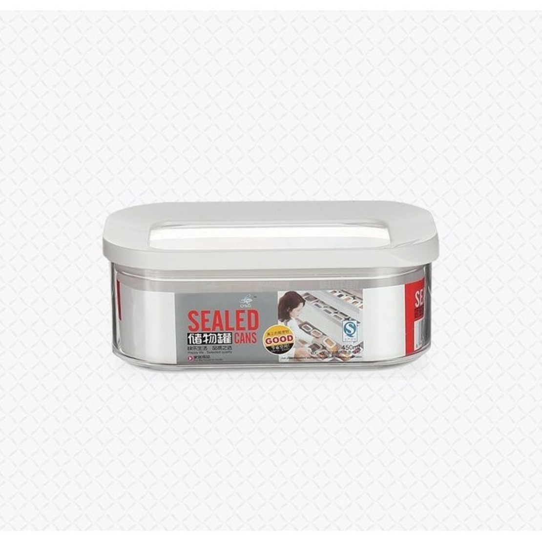 Cutie de Depozitare Alimente, Flippy, 450 ml, Capac Alb, din ABS+Silicon, 14.5 x 9 x 6 cm, Transparent