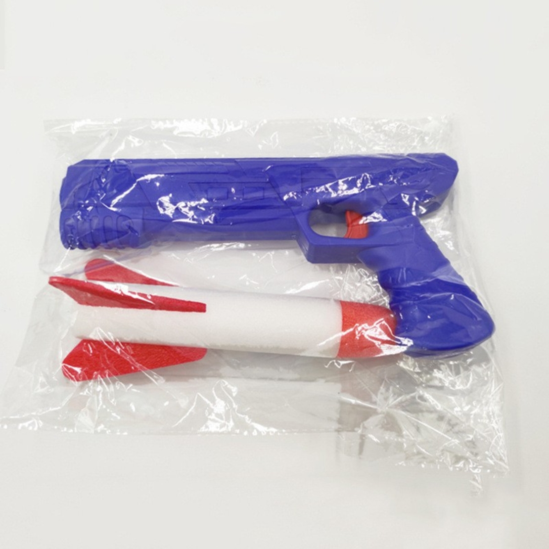 Pistol de Jucarie, Flippy, cu Lansator de Racheta, din Polistiren/Plastic, Lumina LED, +3 Ani, Albastru/Rosu