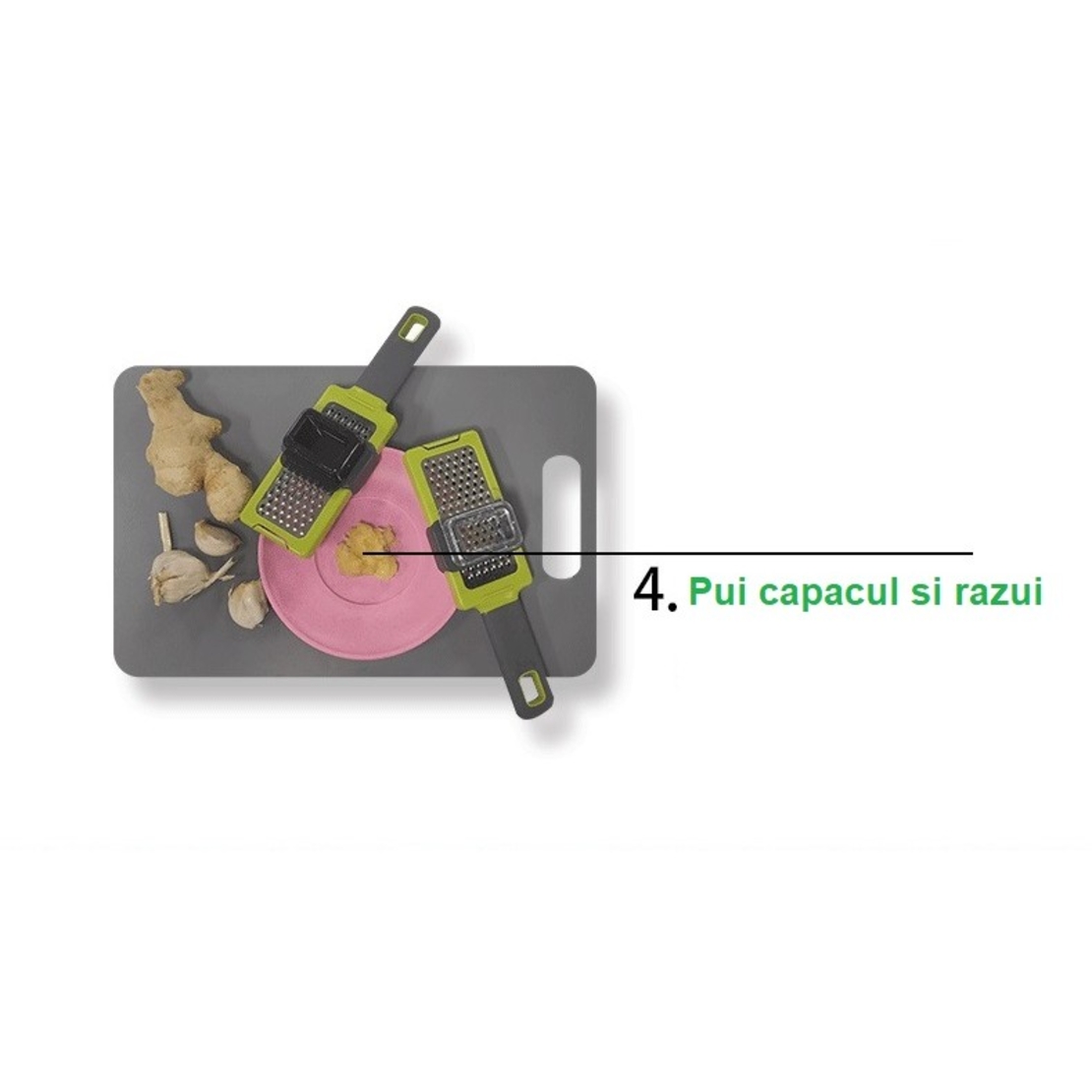 Razatoare Multifunctionala, Flippy, pentru Ustuoi, Branza, Cascaval, 20.3 x 5.8 x 3.3 cm, Verde/Gri
