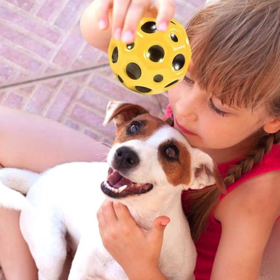 Minge Saltareata Hiperelastica, Flippy, Space Moon Ball foarte Elastica, Antistress pentru Copii, Diametru 66 mm, Galben