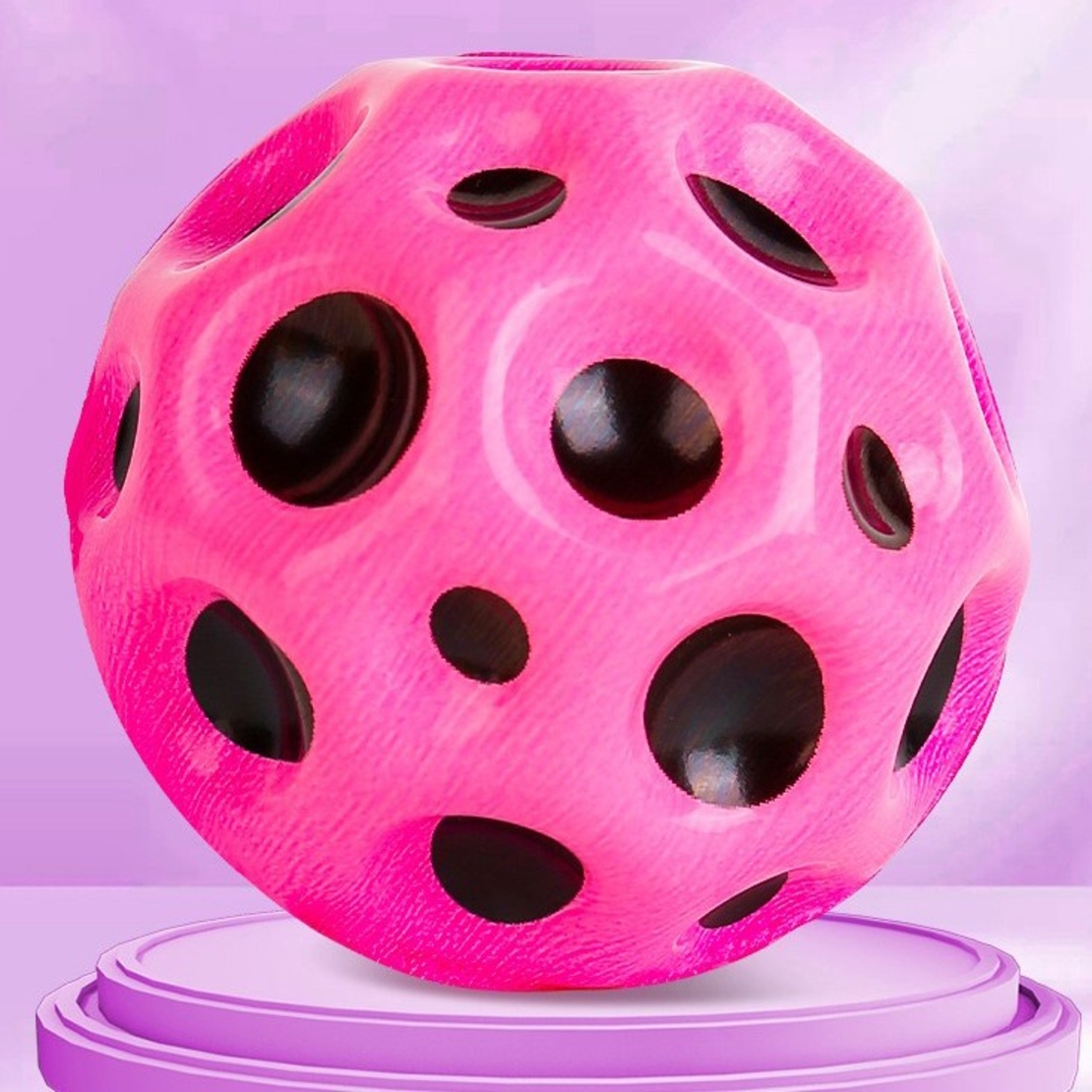 Minge Saltareata Hiperelastica, Flippy, Space Moon Ball foarte Elastica, Antistress pentru Copii, Diametru 66 mm, Roz