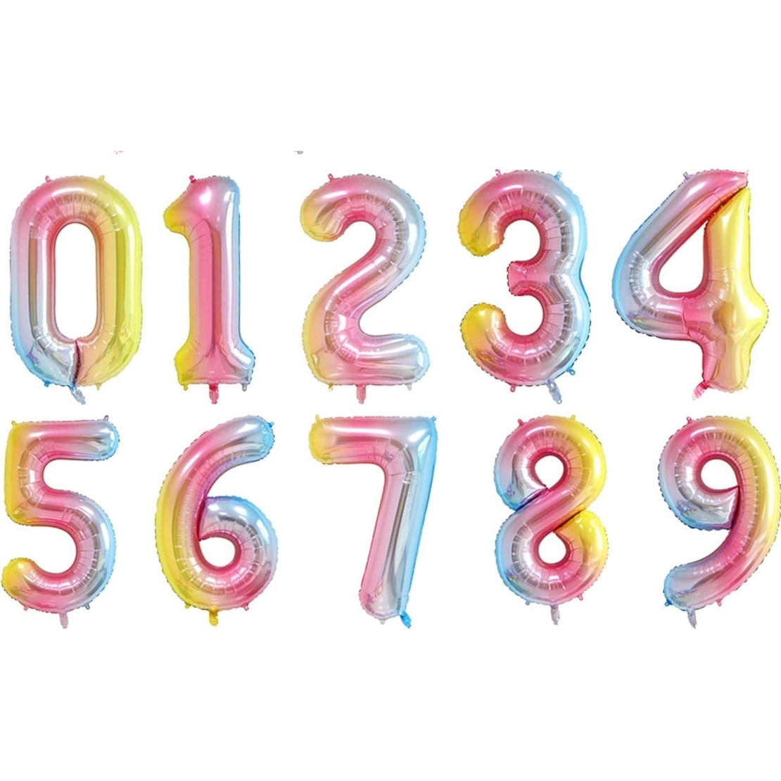 Balon din Folie Metalizata Gradient Flippy, Figurina Cifra, Tema Aniversare 100 cm, Ambalaj Individual, Pai inclus, Umflare cu Aer sau Heliu, Multicolor, Cifra 4