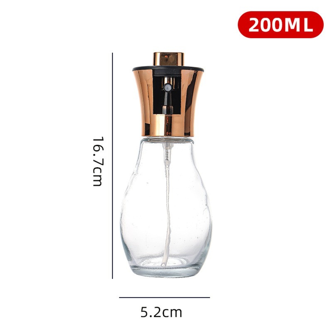 Sticla de ulei cu Pulverizator, Flippy, Sticla pentru Lichide de Bucatarie, Otet, Sos, 16.7 x 5.2 cm, Volum 200 ml, Roz Gold