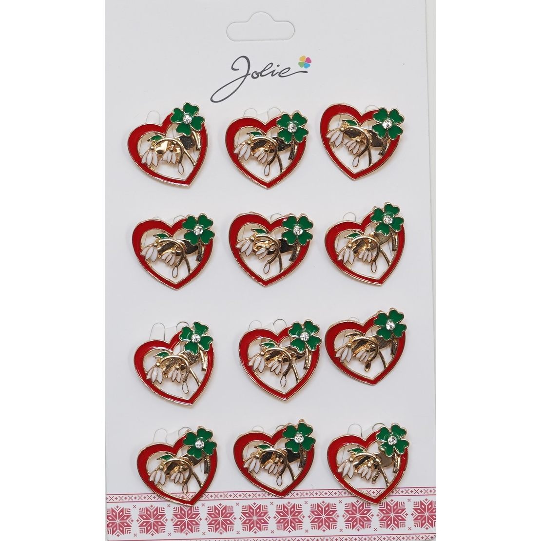 Set 12 Brose Martisor Primavara Inima cu Ghiocei si Trifoi