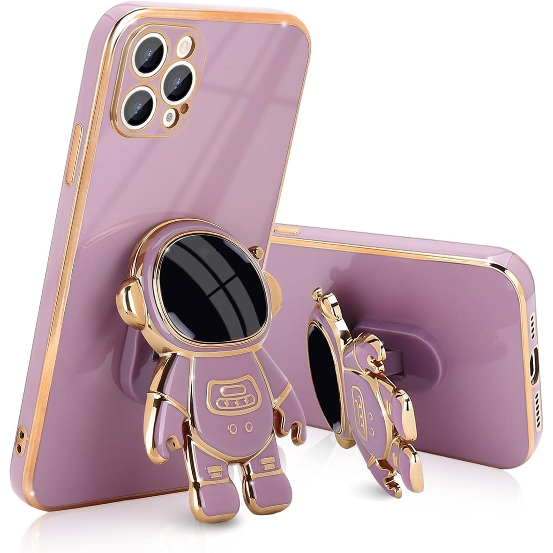 Husa de Protectie TPU 2in1, Flippy, pentru Apple iPhone 14 Pro Max, Astronaut cu Suport, Antisoc, Rezistenta la Impact, Protectie Camera, Mov
