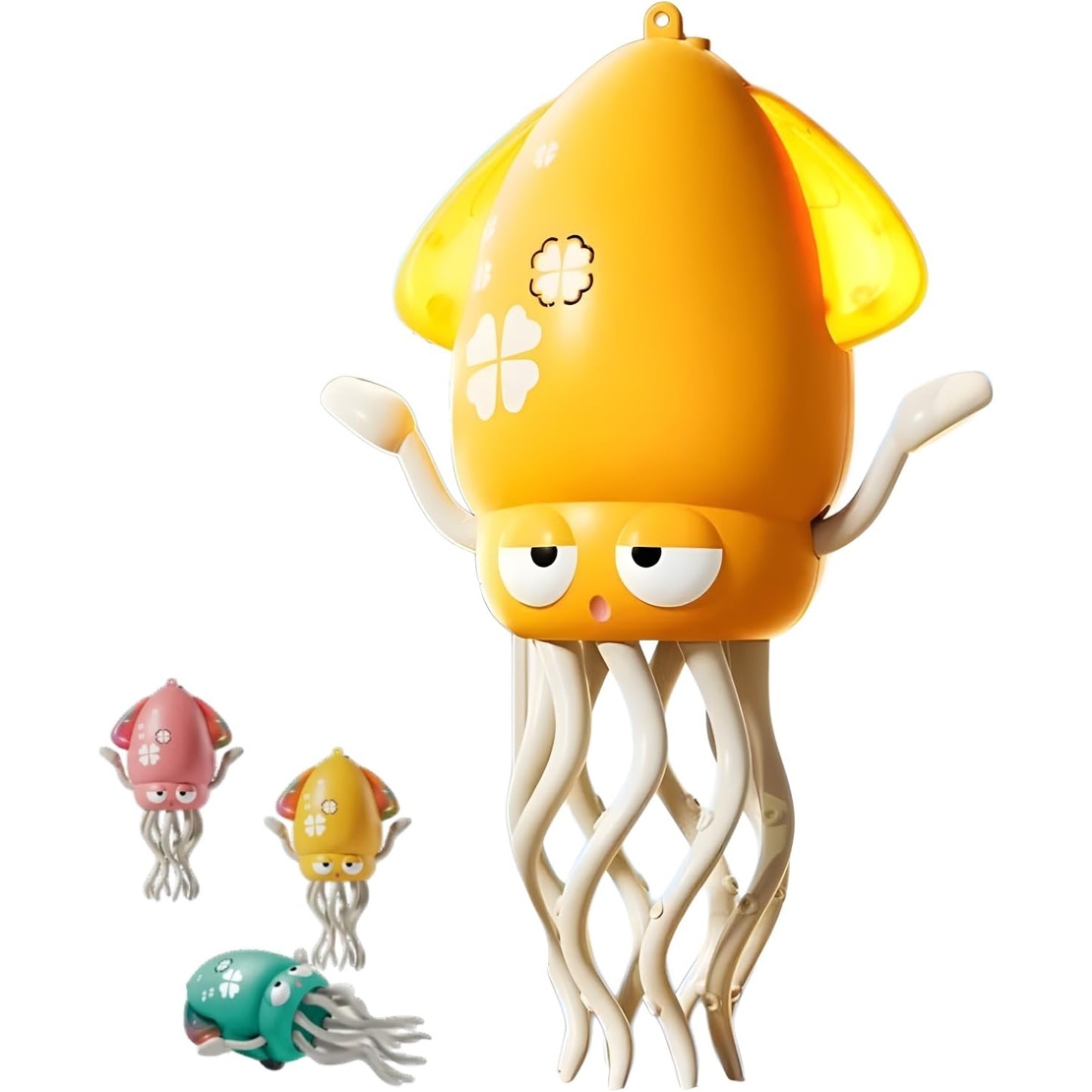 Caracatita Dansatoare, Flippy, +3 Ani, 3 Moduri, din ABS, Incarcare USB, cu Undita Inclusa, 12.6 x 7.6 x 20.7 cm, Galben