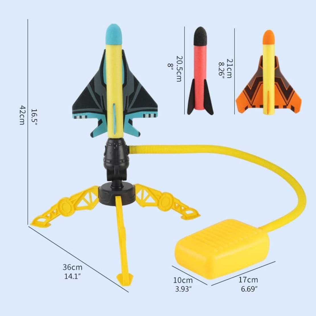 Jucarie pentru Copii, Flippy, Lansator de Rachete cu Piciorul, Un Lansator, 3 Rachete Fara Lumini, 3 Aircrafts, 42x36 cm, Multicolor