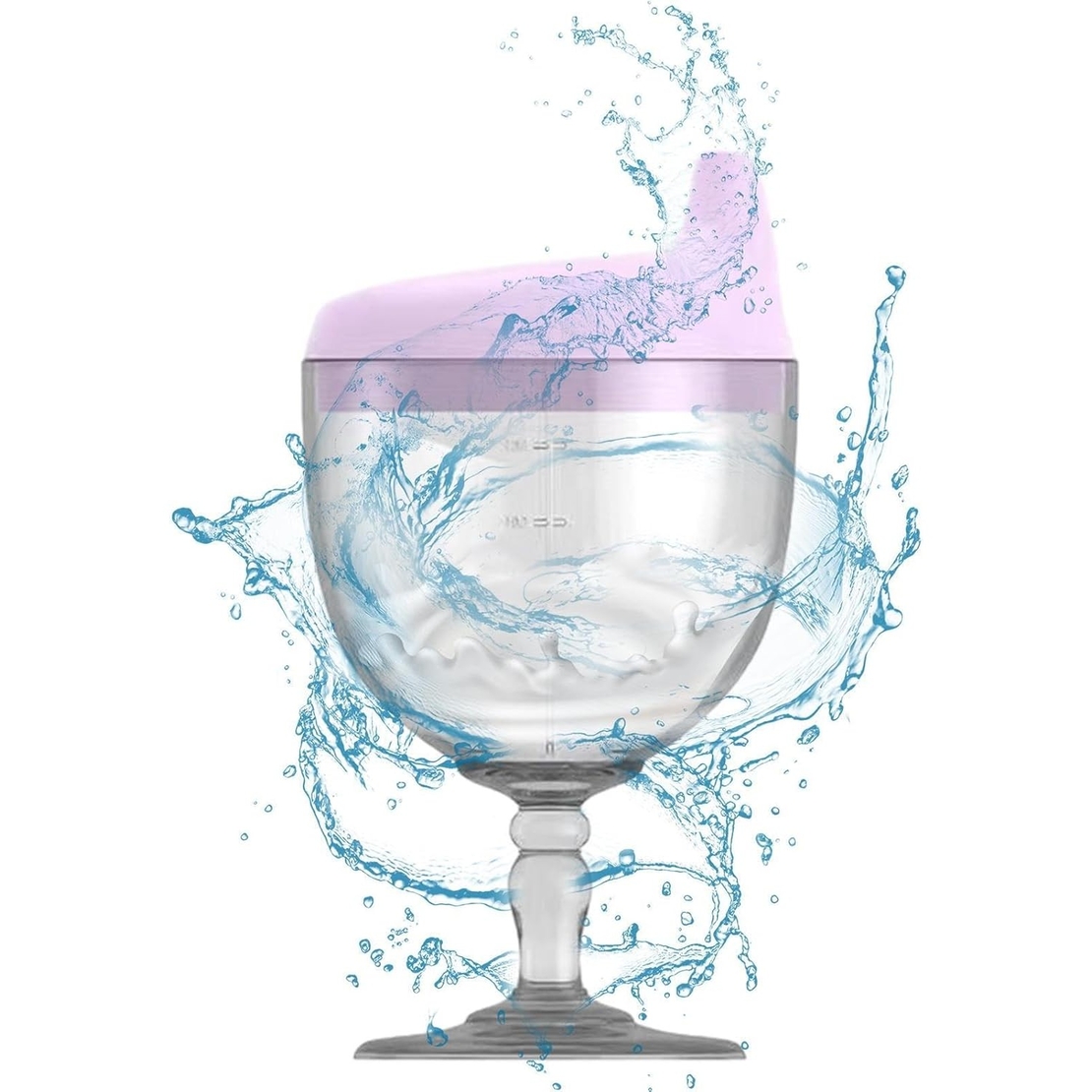 Pahar din Plastic Transparent cu Picior, Flippy, pentru Copii, 14 x 7.7 cm, cu Cioc Antiscurgere, + 3 Ani, Fara Maner, Mov