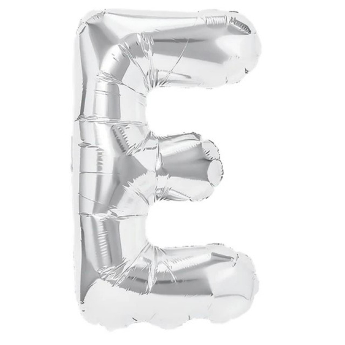 Balon Folie Metalizata Litera E, Flippy, 40 cm, Umflati cu Heliu sau Aer, Ambalaj Individual, Pai inclus, Argintiu