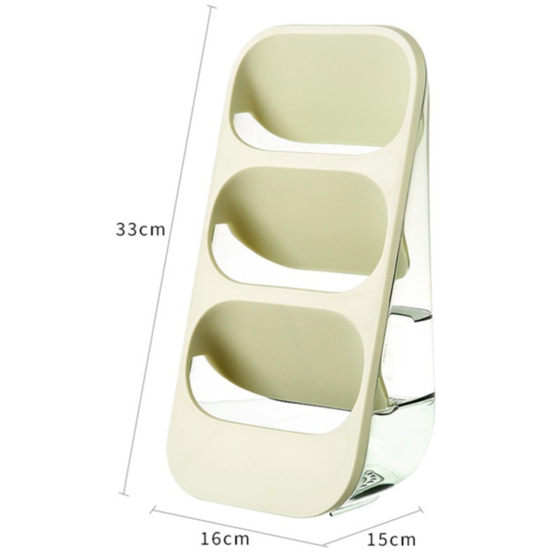 Suport - Organizator pentru Tacamuri, Flippy, 3 Compartimente, Suport pentru Cosmetica, Ustensile, Material PP Durabil, 33 x 16 x 15 cm Verde