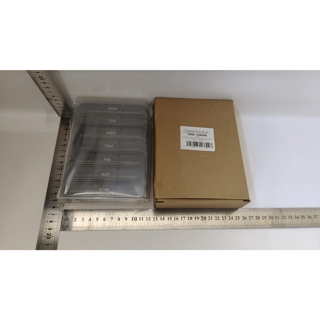 Cutie Depozitare Medicamente, Flippy, 7 Zile, 21 Compartimente, Cutie Suport, Recipiente Detasabile, Portabila, Compartimente Negre, Cutie Transparenta, 15.6x12 cm