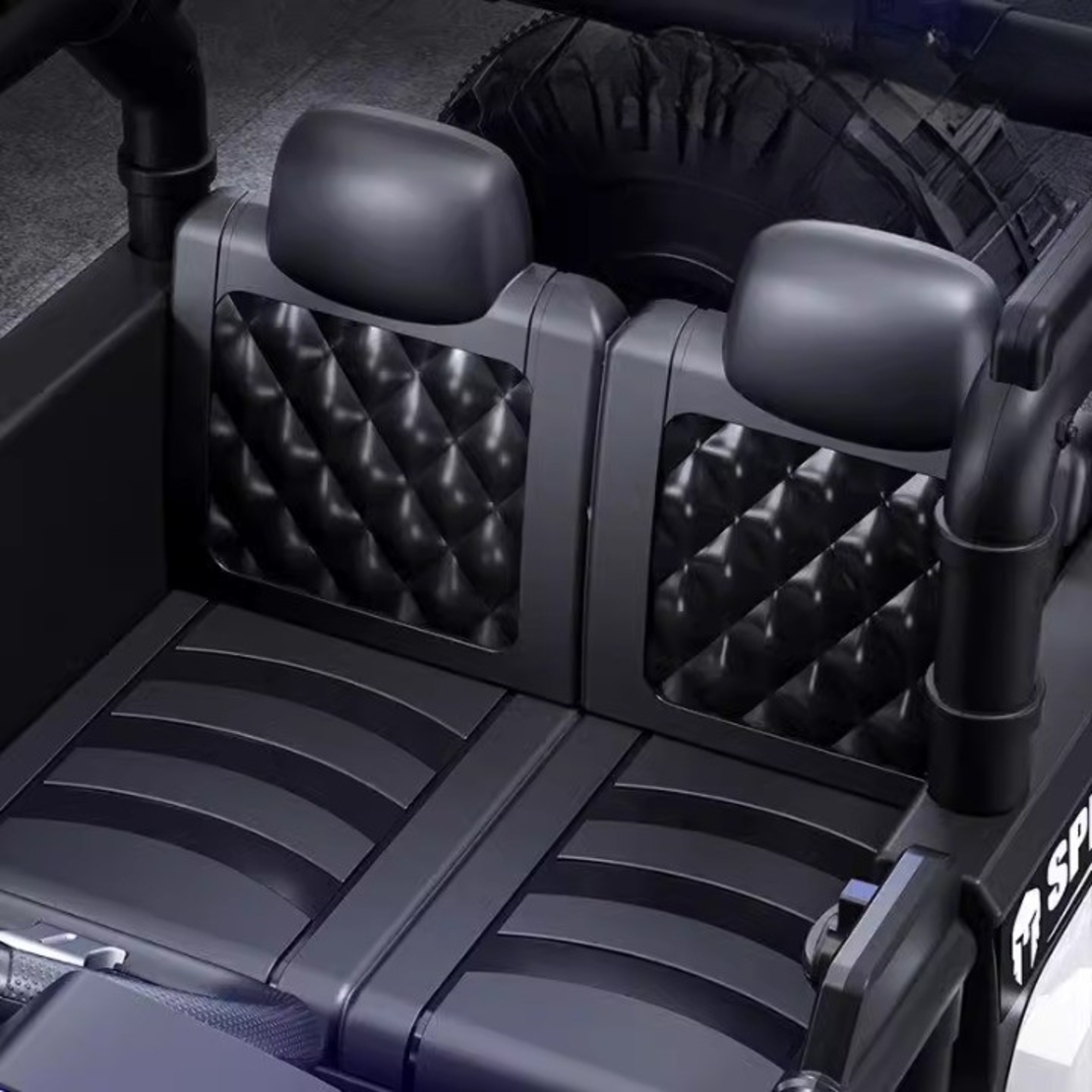 Masina Electrica pentru Copii, Flippy, Off-Road, Conectare Bluetooth, telecomanda, Tractiune Spate, Lumina Intermitenta, Baterie 12V 7Ah, 120 x 63 x 68cm, Galben