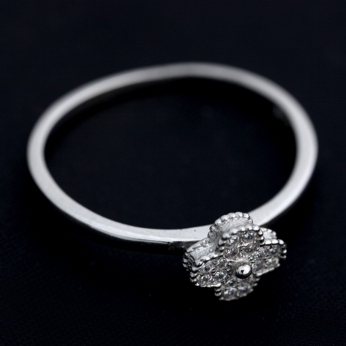 Inel din Argint 925, Trifoi cu Pietre, marimea 57