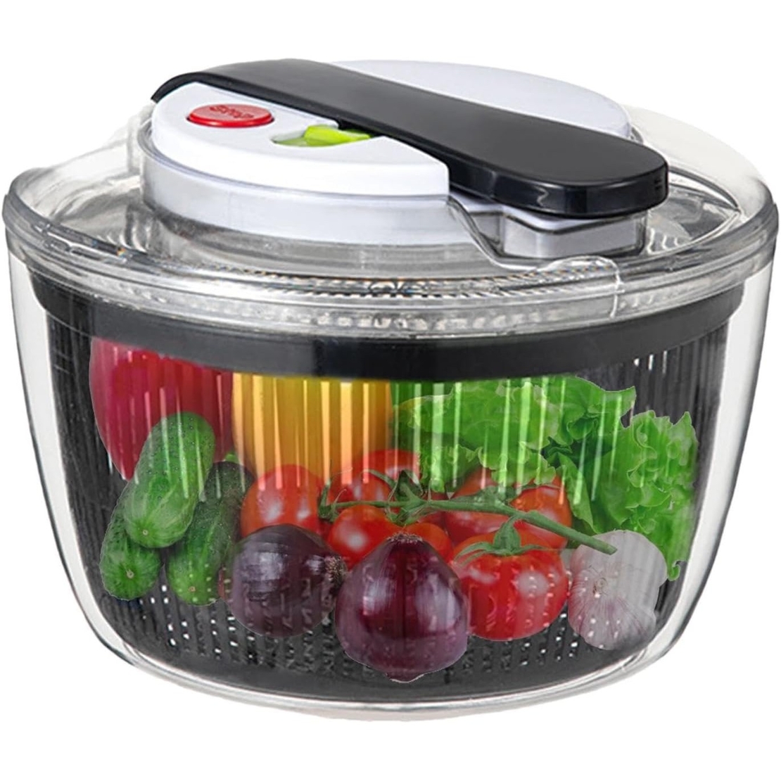 Uscator Manual pentru Salata si Verdeturi, Flippy, Plastic, 16x15x21 cm, Capacitate 3L, Negru