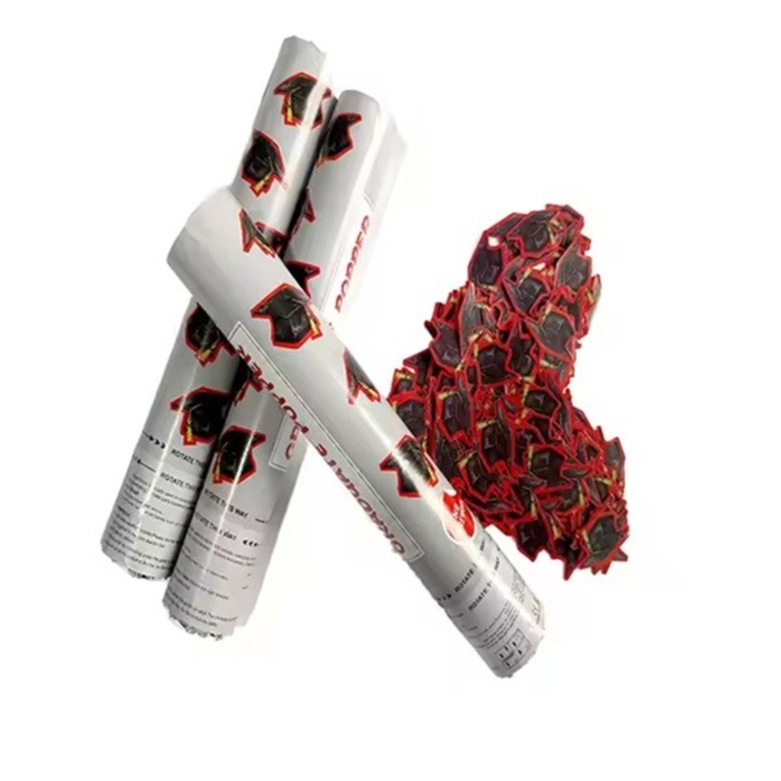 Tun Confetti, Flippy, Model Petrecere Absolvire Palarii, 40 cm, Ambalaj din Carton, Eliberare prin Rasucire, Negru