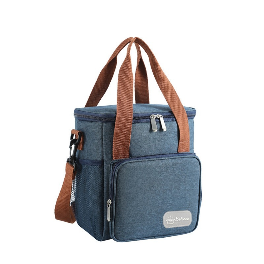 Geanta Termo-Izolanta, Flippy, Multifunctionala, 1 Compartiment Principal, 1 Buzunar Lateral Exterior, Impermeabila, Manere si Bretea de Umar, 25x22x15 cm, Albastru
