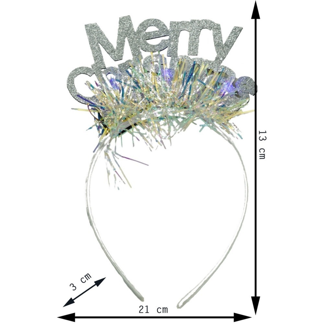 Bentita/cerc Mery Cristmas, culoare gri metalic cu beteala, marime standard, Flippy