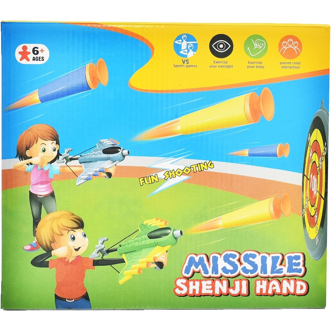 Jucaruie cu Lansator pentru Copii, Flippy, Lanseaza Manual, Tinta, 2 Avioane, 40 de Gloante din Material Moale, Joc Interactiv, 28.5x25x6.3 cm, Gri Verde