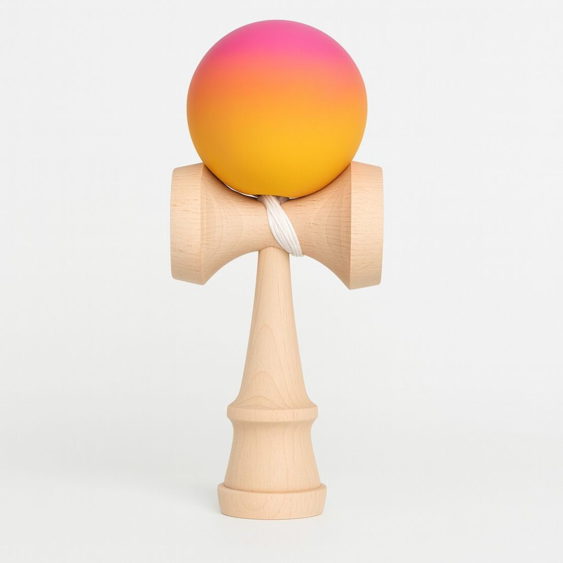 Jucarie Interactiva Kendama, Flippy, Kendama Original Super Sticky din Lemn, 18 cm, Joc de Indemanare pentru Copii si Adulti, Model Gradient Roz Portocaliu Galben