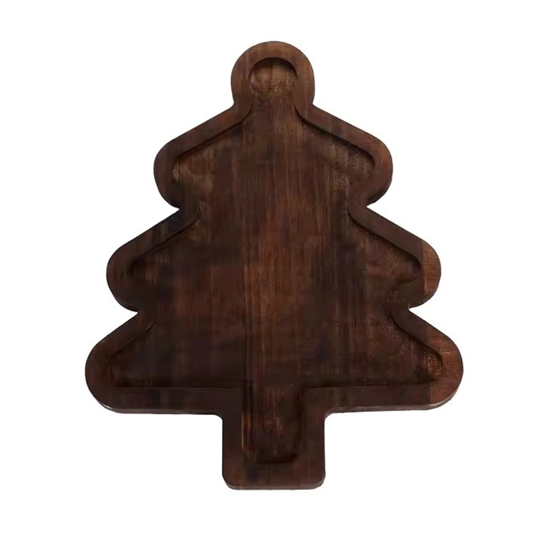 Farfurie cu Tematica de Craciun, Flippy, din Lemn, Margini Rotunjite, Model Brad, Maro