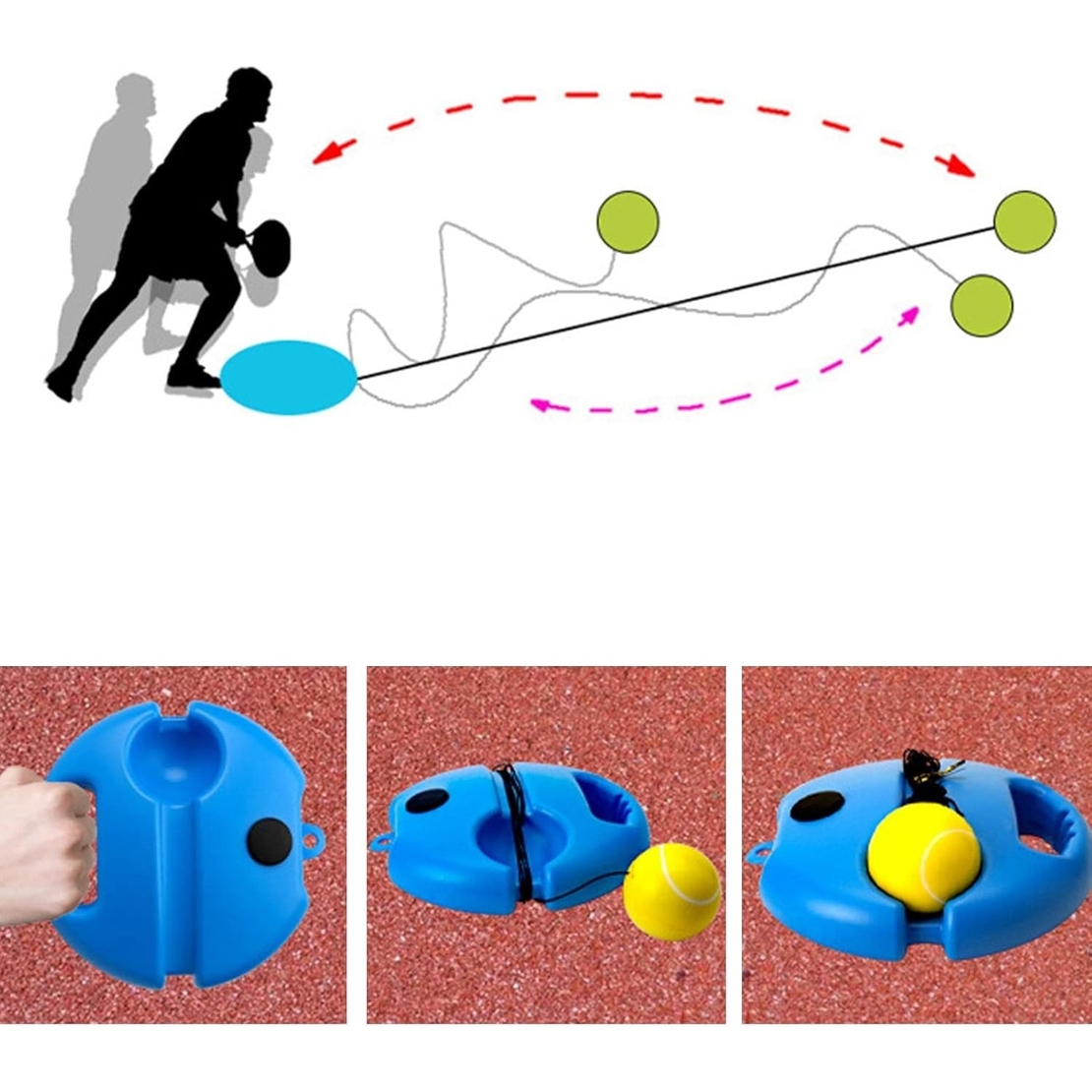 Set Badminton pentru Copii, Flippy, Doua Palete, Fluturas, 2 Mingi, Minge cu Elastic pentru Antrenament, Suport de Prindere Stabil, 41x23 cm, Albastru Portocaliu