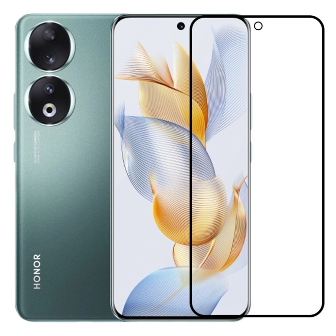 Folie Sticla Securizata, Flippy, Compatibila cu Honor 90, Full Glue, Margini Negre, Transparent
