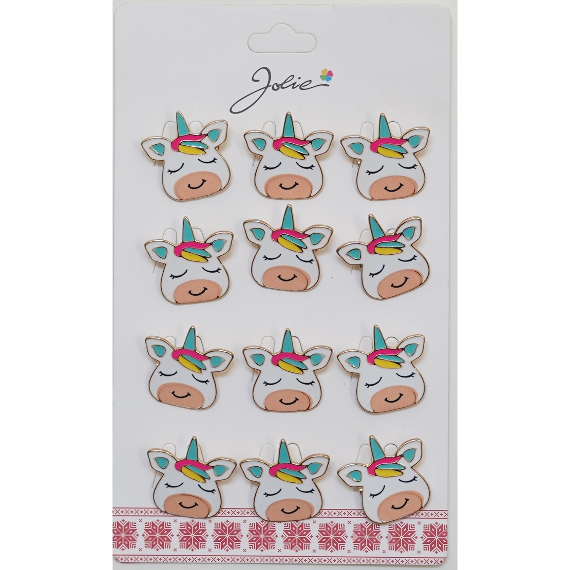 Set 12 Brose Martisor pentru Copii Unicorn cu Ochii Inchisi
