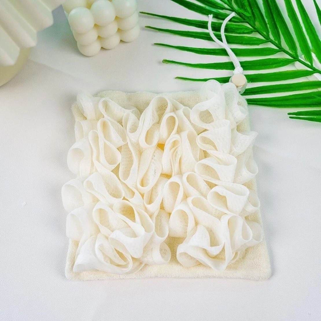 Prosop de Baie, Flippy, 2in1, cu Burete din Plasa, 17 x 17 cm, Bej
