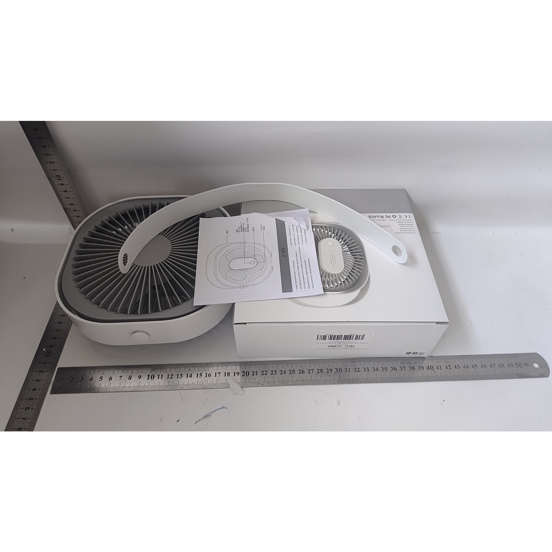 Mini ventilator pentru birou cu usb, Flippy, rotire 360 grade, 3 viteze, 4000 mA, 13.5 x 12,8, Gri