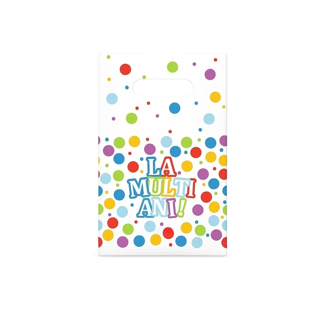 Set 10 Pungi de Cadou, Flippy, Colectia LA MULTI ANI, 16.5 x 25 cm, din Plastic, Multicolor