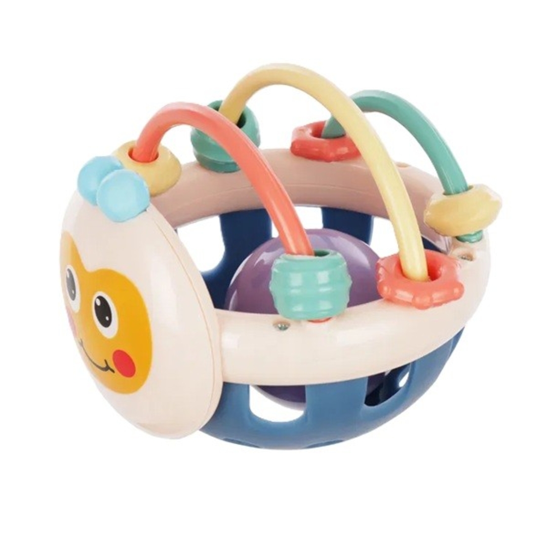 Jucarie Minge pentru Bebelusi, Flippy, pentru Dentitie, Interactiva, 0-12 Luni, Roz-Multicolor