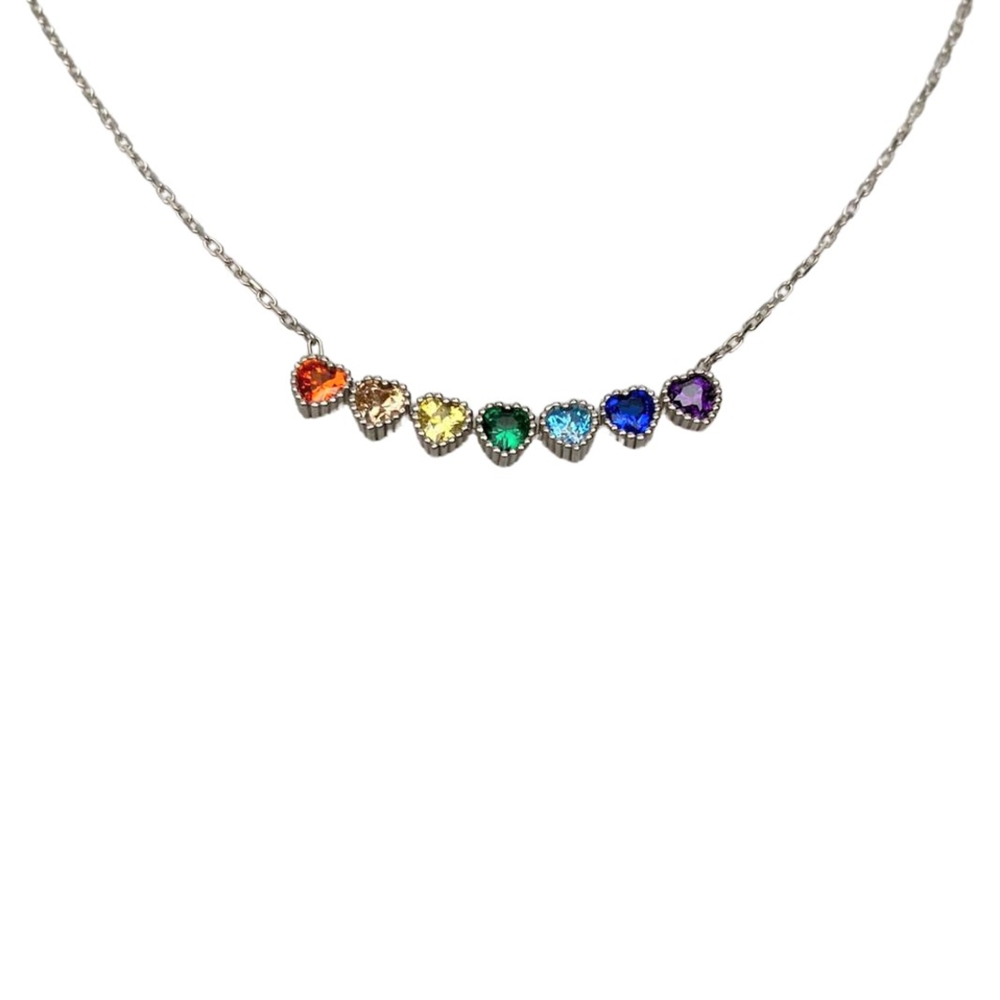 Colier Argint 925 Inimi Colorate 44 cm